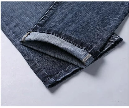 2026 New Business Men's Jeans Casual Straight Stretch Fashion Classic Blue Black Work Denim Pant Trousers Male  Clothing