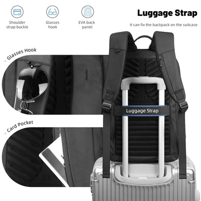 HK Lightweight Men's Business Backpack 15.6 inch Laptop Backpack with USB Port AntiTheft Waterproof Backpack Computer School Bag