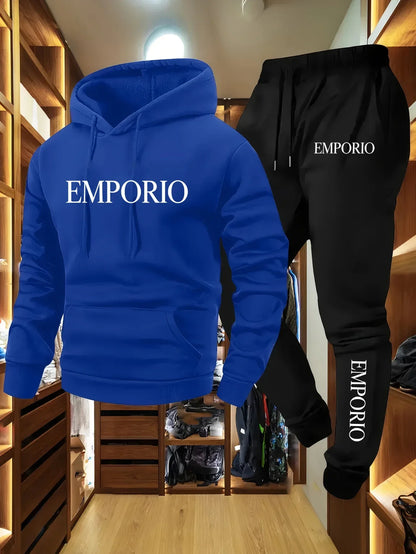 2026 Autumn Winter Men Sportswear Casual Running Fitness Set Hooded Sweatshirt Sports Pants Unisex Tracksuit Streetwear Zipper S