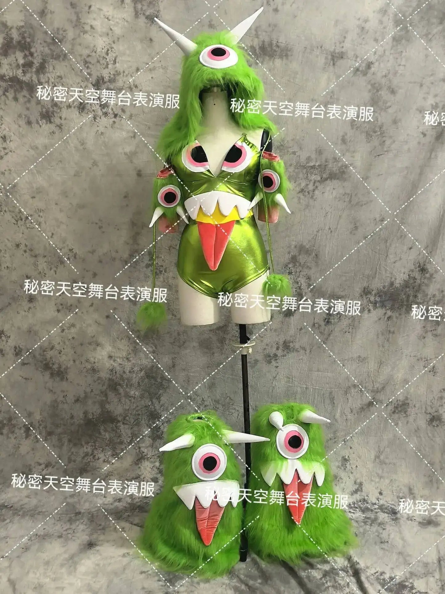 Atmosphere Nightclub Quirky NPC Costume For Women Halloween Cosplay Green Little Monster Bar Gogo Performance Costume For Women