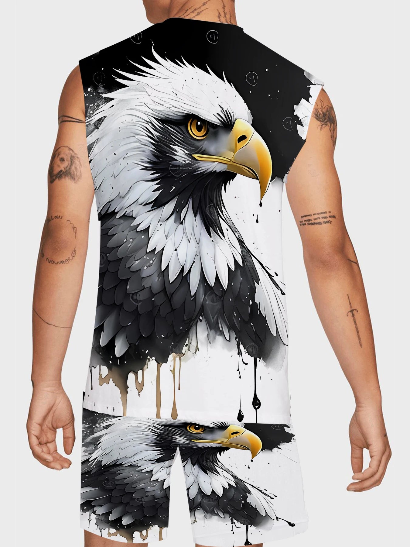 Men's Basic Ribbed Tank Top and Shorts Set Stretchy Polyester Casual Two Piece Set US Size