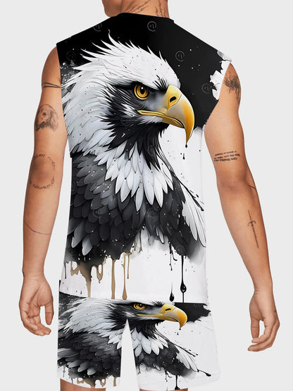 Men's Basic Ribbed Tank Top and Shorts Set Stretchy Polyester Casual Two Piece Set US Size
