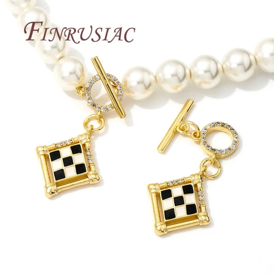18K Gold Plated Toggle Clasps OT Clasp Accessories For Bracelets Brass with Zircon Connectors For Jewelry Making DIY Findings