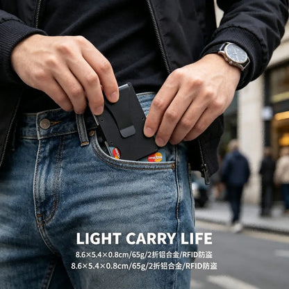 Aluminum Alloy Rfid Blocking Card Holder Ultra Slim Anti Theft Metal Wallet Minimalist Credit Card Case Portable Storage Pouch