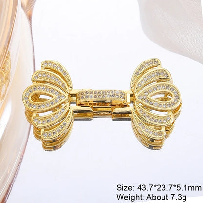 Juya DIY Copper 18K Gold Plated Pendant Connector Fastener Buttob Lock Clasps For Needlework Natural Stone Pearls Jewelry Making