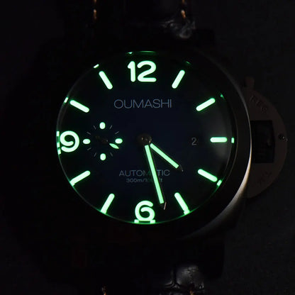 44mm Men's Watch Seagull ST2555 Movement Stainless Steel Case Automatic Mechanical Watch Strength Mineral Glass Leather Bracelet
