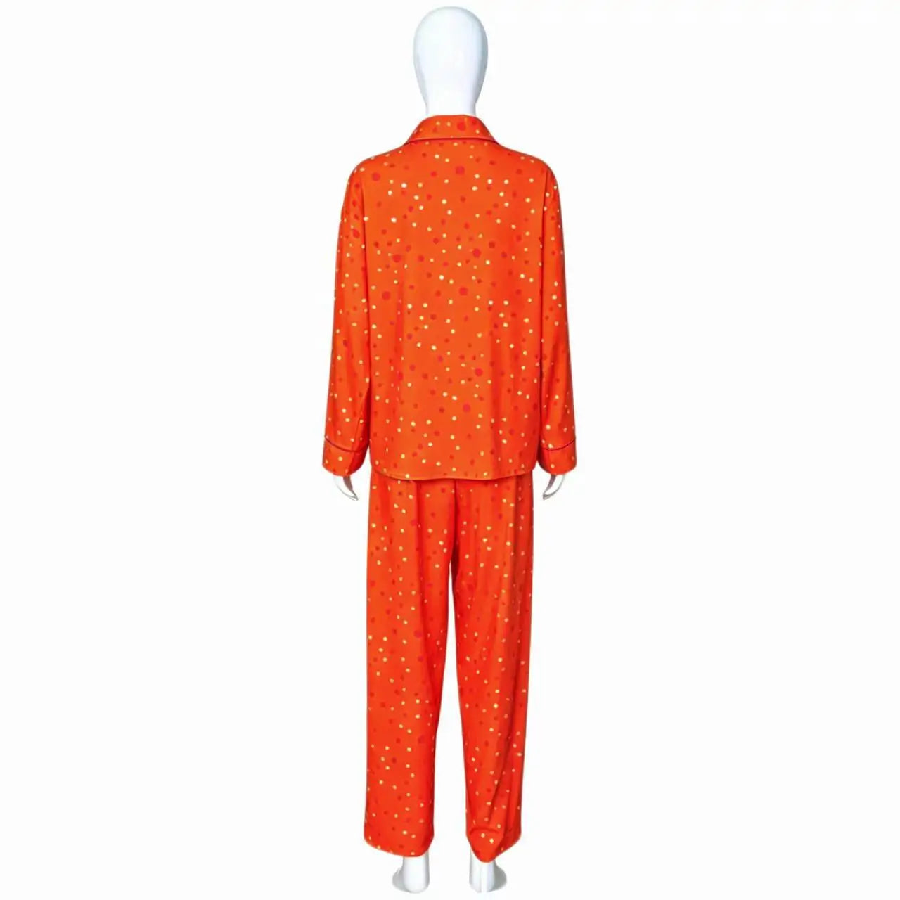 Movie Coraline Cosplay Pajamas Costume Orange Polka Dot Button-Up Loungewear Nice Stitching Set For Halloween Performance Restor