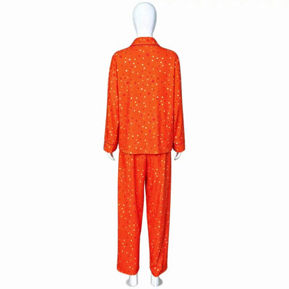 Movie Coraline Cosplay Pajamas Costume Orange Polka Dot Button-Up Loungewear Nice Stitching Set For Halloween Performance Restor
