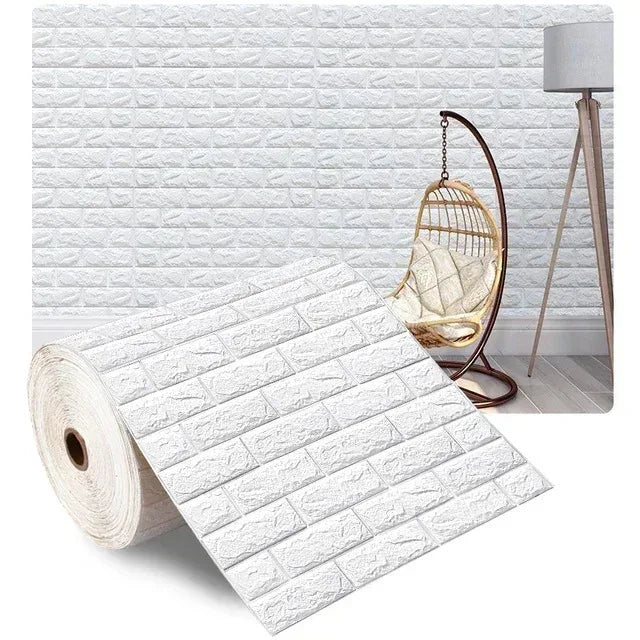 3D Self-Adhesive Wallpaper 70cm*1/5/10m Waterproof Brick Wall Stickers Living Room Bedroom Children's Room Home Decoration