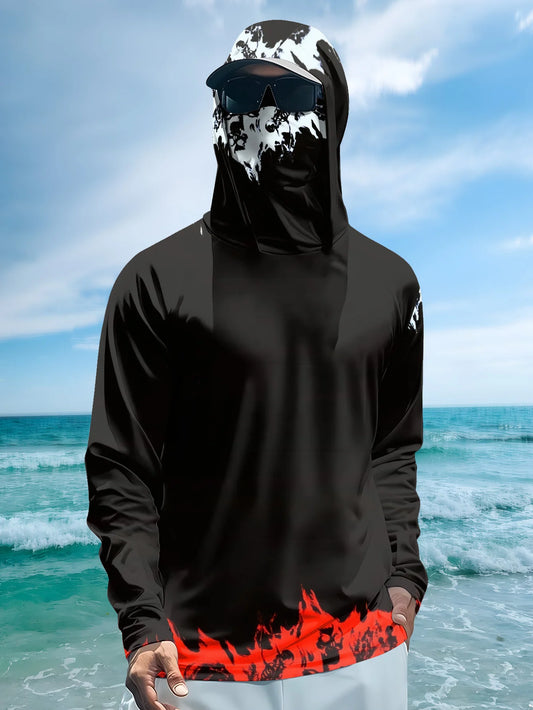 Men Hood Fishing Shirt long sleeve Fishing clothing fishing t shirt uv protection fishing shirt Fishing Apparel Quick Dry