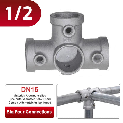 Aluminum Alloy Connector Elbow Tee Base Flat Three-dimensional Fitting Connection Fastener 20/25mm Steel Tube Shelf Parts