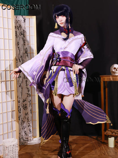 Game GenshinImpact 3D Raiden Shogun Beelzebul Cosplay Costume Outfit Halloween Carnival Anime Comic Role Play Uniform