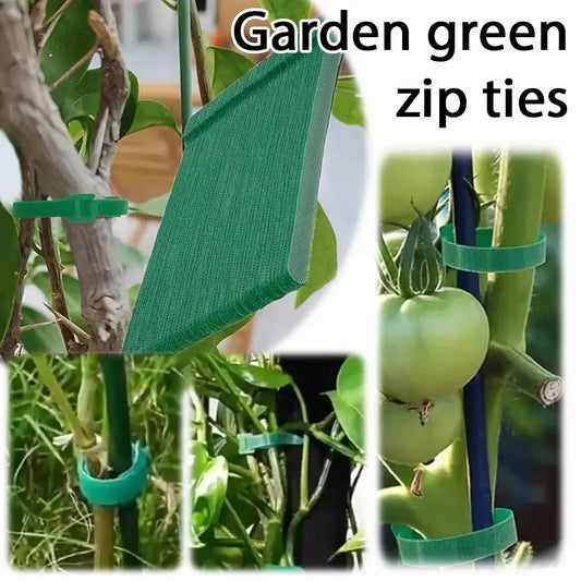 100pcs Reusable Adjustable Non-Slip Nylon Plant Ties with Hook and Loop Fasteners, Ideal for Gardening Applications