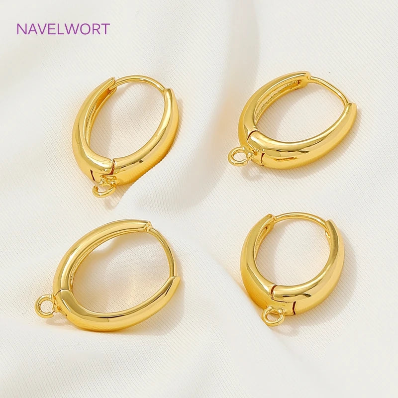18K Gold Plated Brass Earwires Fasteners,Oval Earring Fixtures,Earring Hook,Accessories For Earrings,DIY Jewelry Making Findings