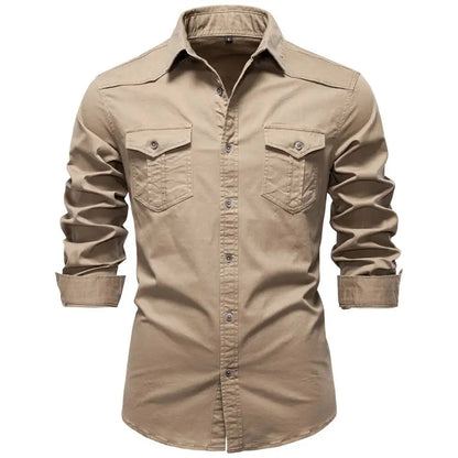 AIOPESON 2026 Business Cotton Pocket Shirt Long Sleeve Quality For Casual Slim Fit Solid Color Men Shirts