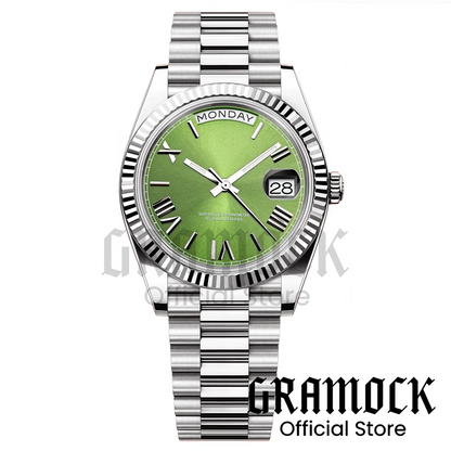 Custom Logo Clock Men's Luxury Rose Gold Mechanical Wristwatch Week Date Calendar MIYOTA 8285 Movement Waterproof Watch For Men