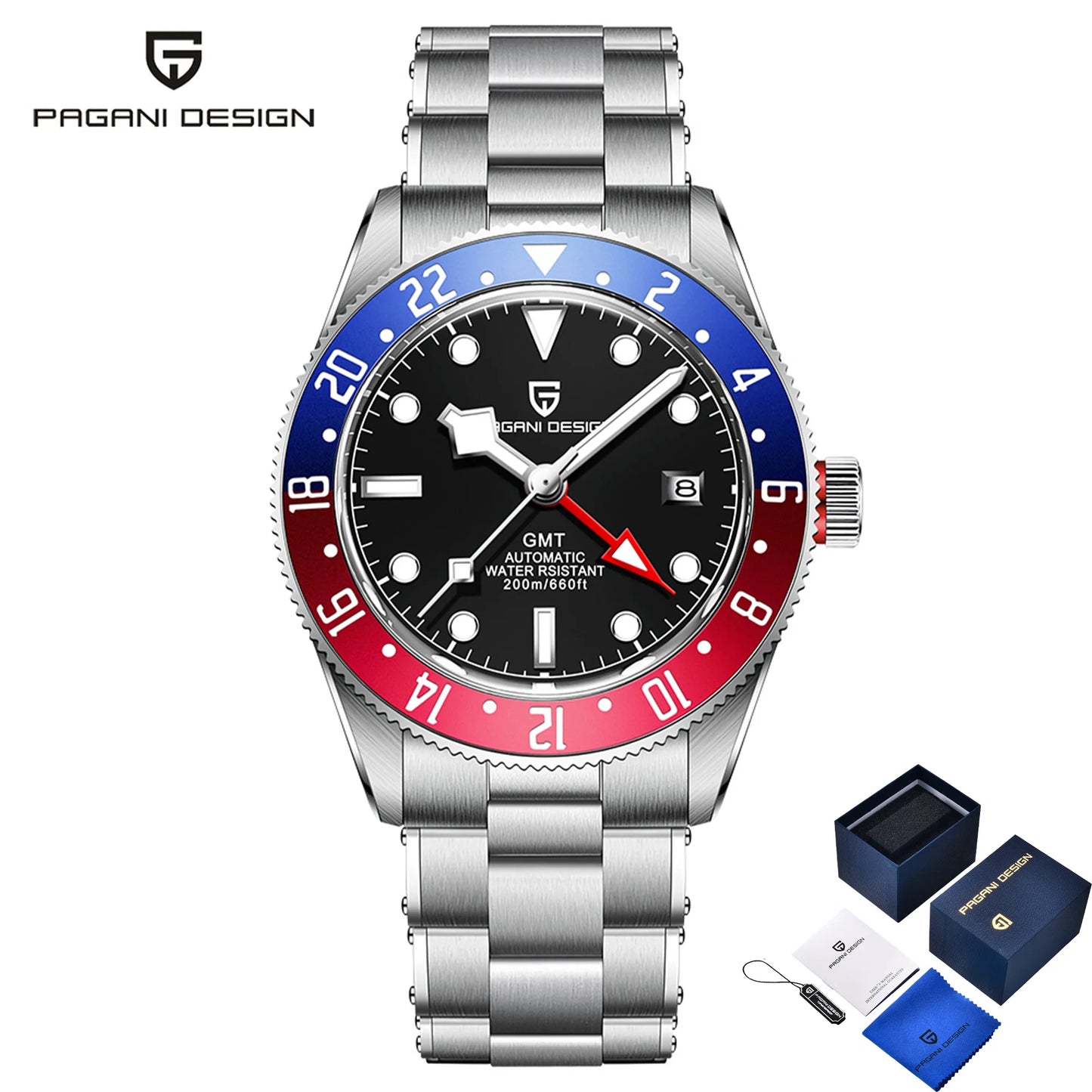 Pagani design BB40 men's mechanical watch GMT men's automatic watch gift box top brand Sapphire luminous 20BAR clock reloj 2026