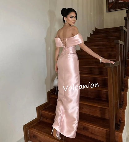 Customized Charmeuse Criss-Cross Ribbon Off-the-shoulder Straight Midi Dresses Bespoke Occasion Elegant Simple Party