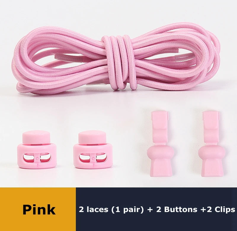 No tie shoelaces Round Elastic Shoelace Plastic snap lock Suitable for all shoes Adult children walking sports Lazy laces 1 pair