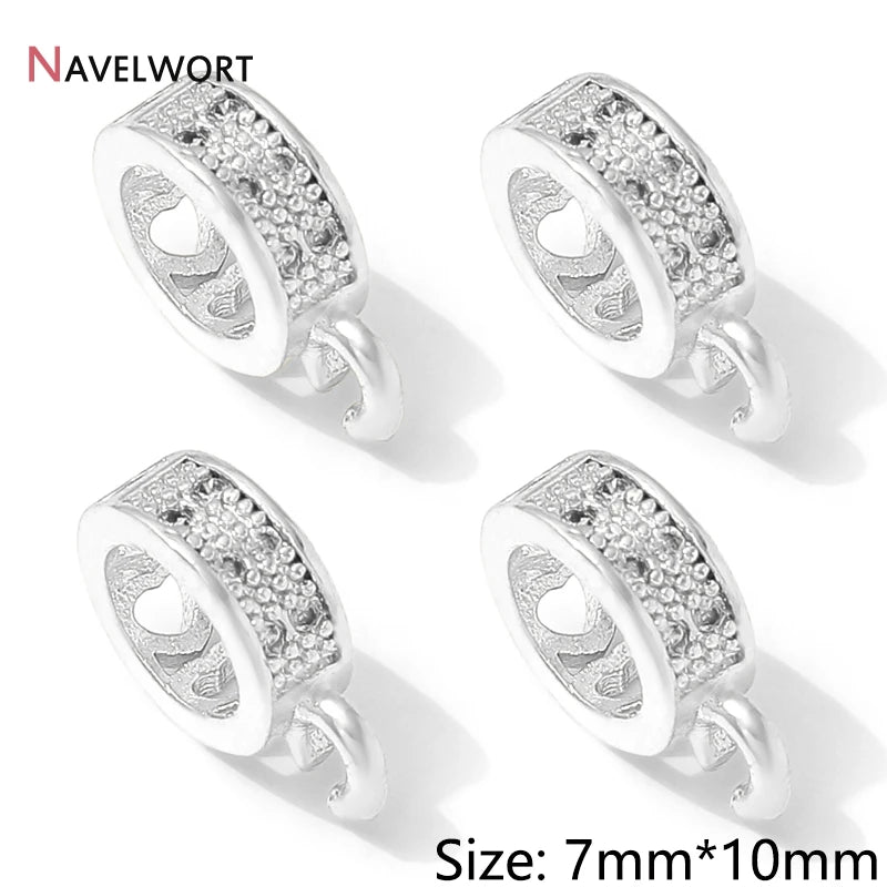 14K Gold Plated Inlaid Zircon Round Pendant Pinch Bail, Pendant Bail Connector For Necklace Making Accessories,Jewelry Materials