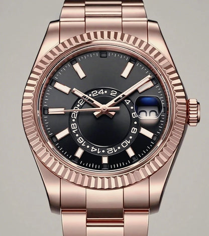 41mm Luxury Men Automatic Mechanical Movement Black Blue Gold Three Tone Luminous Waterproof Sapphire Glass Stainless Steel
