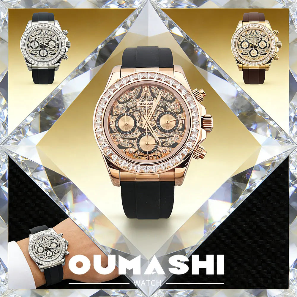 39mm men's watch VK63 movement quartz chronograph sapphire glass gemstone dial luxury business men's waterproof wristwatch