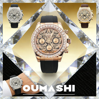 39mm men's watch VK63 movement quartz chronograph sapphire glass gemstone dial luxury business men's waterproof wristwatch