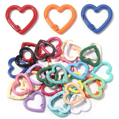 5pcs Alloy Heart Spring Clasps Snap Hooks Carabiner Keychain Clips Dolls/Label Connector For Jewelry Making DIY Accessories