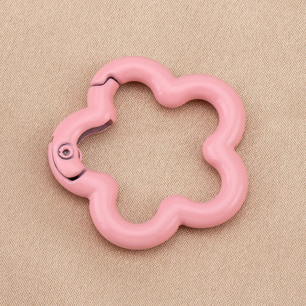 5/10pcs Colorful Flower-shaped Alloy Carabiner Rings Keychain Clip Spring Hook Hanging Buckle For DIY Jewelry Making Accessories