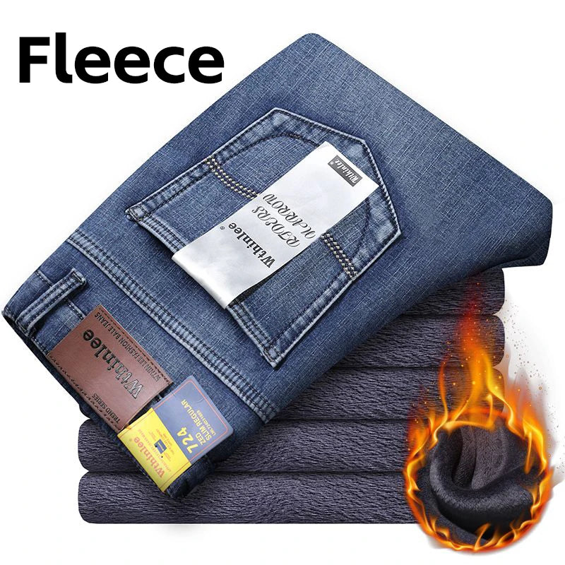 2026 New Business Men's Jeans Casual Straight Stretch Fashion Classic Blue Black Work Denim Pant Trousers Male  Clothing