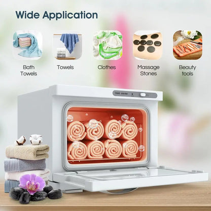 Compact 8L White Towel Warmer Cabinet for Spa, Beauty Salon, and Home Use