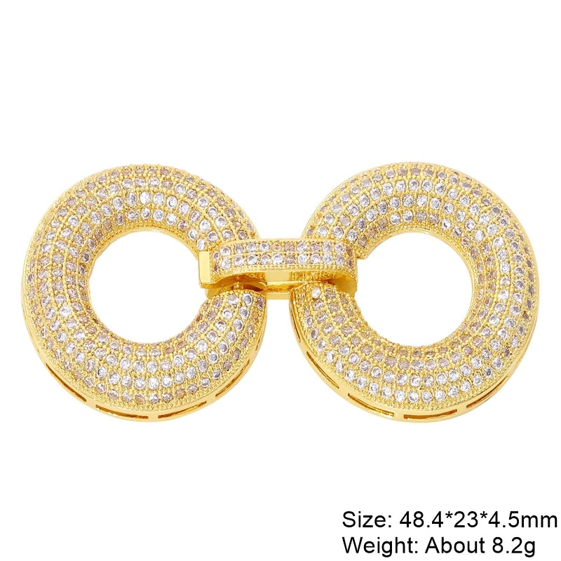 Juya DIY Copper 18K Gold Plated Pendant Connector Fastener Buttob Lock Clasps For Needlework Natural Stone Pearls Jewelry Making
