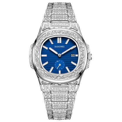 BANGWEI Men's Watch Classic Business Men Wristwatch Square Dial Date Waterproof Male's Quartz Watch Luminous Clock Reloj Hombre