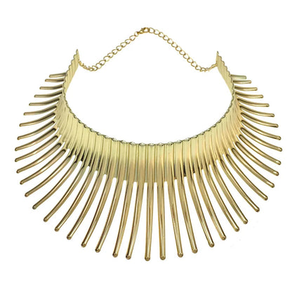 ABQR Women's Big African Necklace Indian Style Bending Alloy Big Thorn Statement Collar Choker Gold