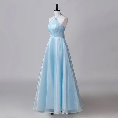 Multi-Color Halter Neck A-Line Bridesmaid Dress Floor-Length Formal Evening Gown For Wedding Guest Sleeveless Party Prom Dresses