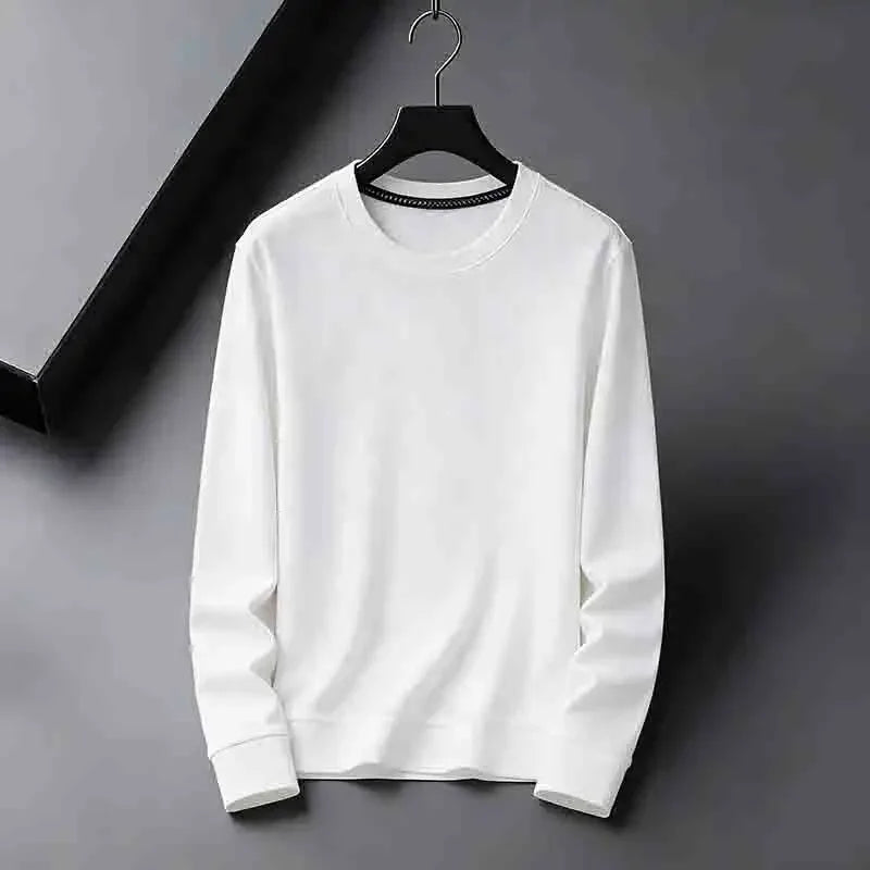 2026 New Arrival Men's Basic Solid Crew Neck Sweater Breathable Long Sleeve Knit Pullover