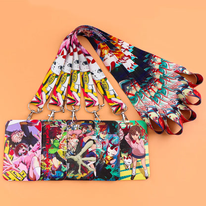 Cartoon Cat Monster ID Badge Holder Lanyards Anime Door Card Case Hanging Rope Neck Strap Keychain Business Card Gift