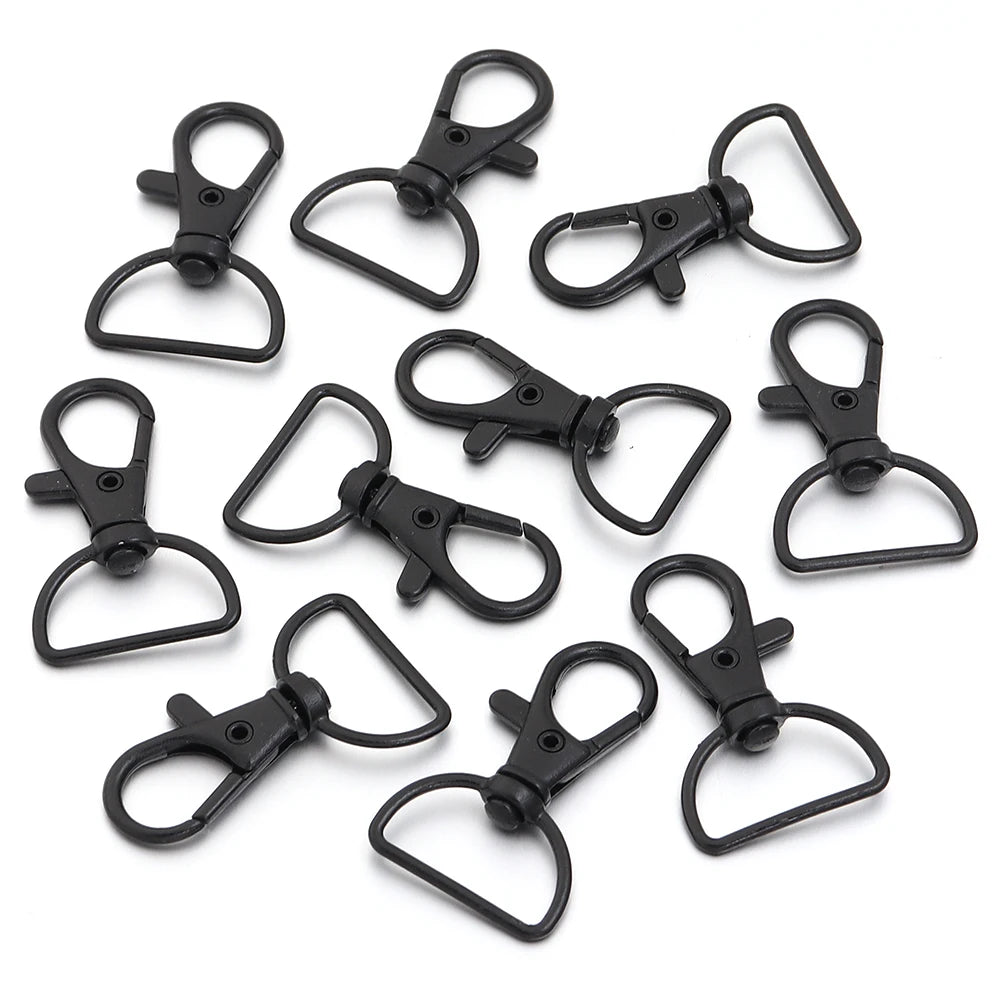 10pcs/lot Metal Swivel Clasps With D Rings Lanyard Snap Hooks Key Chain Clip Hook Lobster Claw Clasp For Keychain Jewelry Making