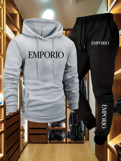 2026 Autumn Winter Men Sportswear Casual Running Fitness Set Hooded Sweatshirt Sports Pants Unisex Tracksuit Streetwear Zipper S