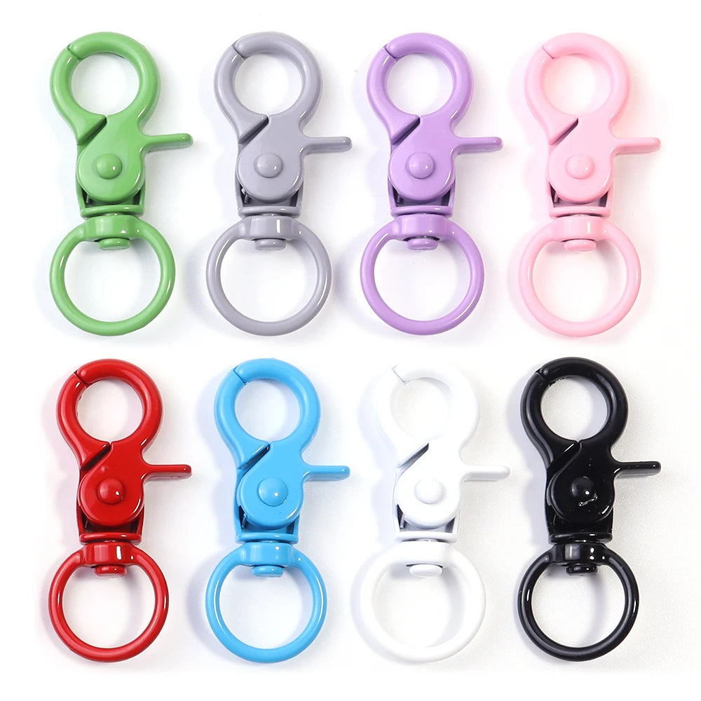 5Pcs/Lot Colorful Swivel Lobster Clasp Hooks Keychain Split Key Ring Connector for Bag Key Chain DIY Jewelry Making Supplies