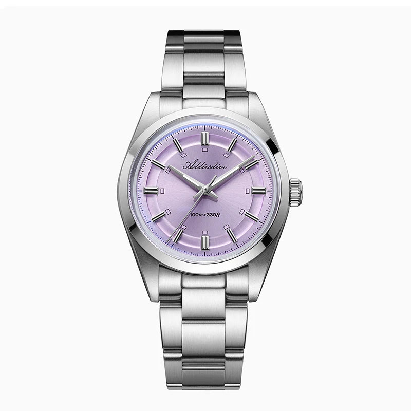 ADDIESDIVE Luxury Men Quartz Watch 36mm Super Luminous Bubble Mirror Glass Waterproof Watches For Man Stainless Steel Watch Male