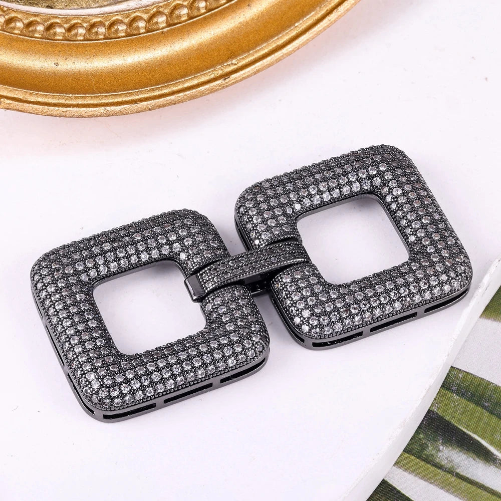 Juya DIY Copper 18K Gold Plated Pendant Connector Fastener Buttob Lock Clasps For Needlework Natural Stone Pearls Jewelry Making