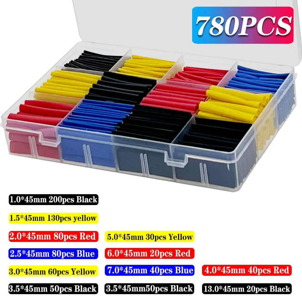 127-1060 pcs 2:1 Heat Shrink Tube Shrinking Assorted Polyolefin Insulation Sleeving Wire Cable Sleeves Wrap