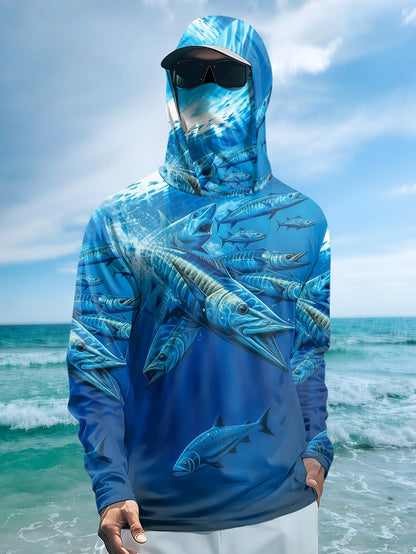 Men Hood Fishing Shirt long sleeve Fishing clothing fishing t shirt uv protection fishing shirt Fishing Apparel Quick Dry