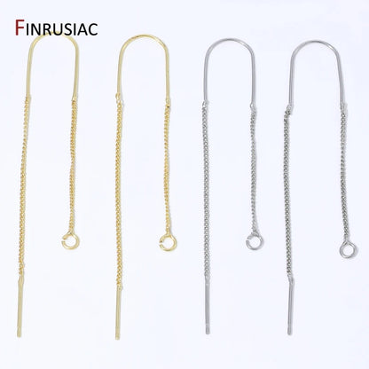 18K Gold Plated Brass Long Tassel Chain Drop Sticker Dangle Earrings Ear Line,Ear Wire Earrings Findings,DIY Jewelry Accessories
