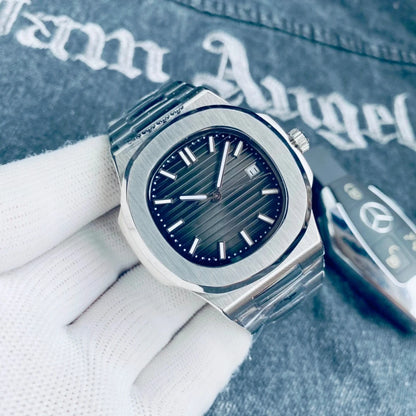 Customized Logo/Name Premium Luxury Men Automatic Mechanical Watches Special Bezel Shape Luminous Dial Stainless Steel Strap