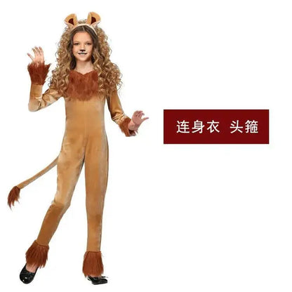 Cos Halloween Carnival Cosplay Children's Day Stage TV Show Children's Female Ferocious Lion Playing Costume Animal Funny Cos