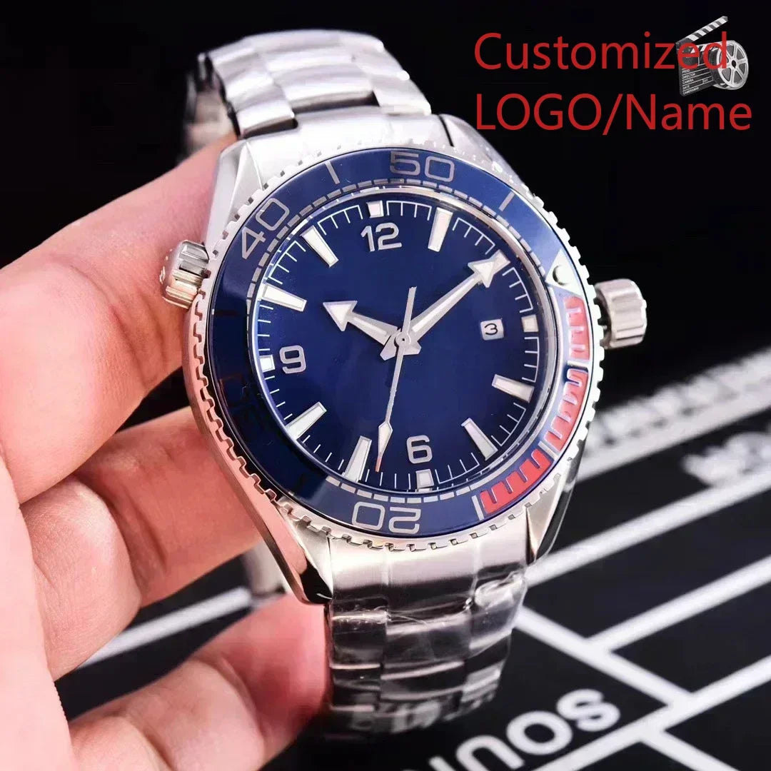 A11 Store Customized Watch  Men Case Relogio Masculino Mechanical Watch Ocean Universe Steel Black Blue Ceramic