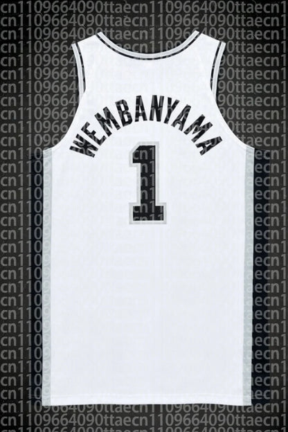 Victor Wembanyama 1#  Basketball Jersey White Breathable Sleeveless Sportswear  Fan Edition  Quick-drying Top Men Y2K Basketball