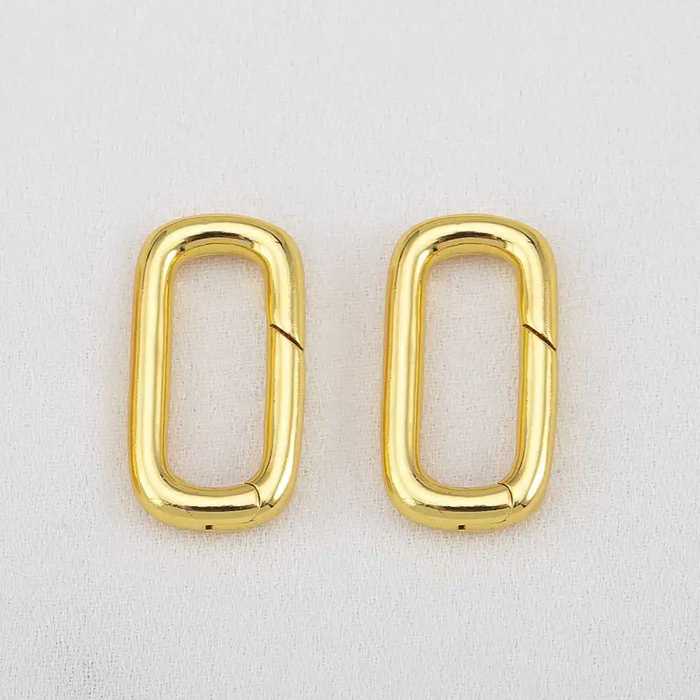 2pcs 18K Gold Plated Filled Oval Carabiner Necklace Clasps Spring Ring Pearl Enhancer Connector for DIY Jewelry Bracelet Making